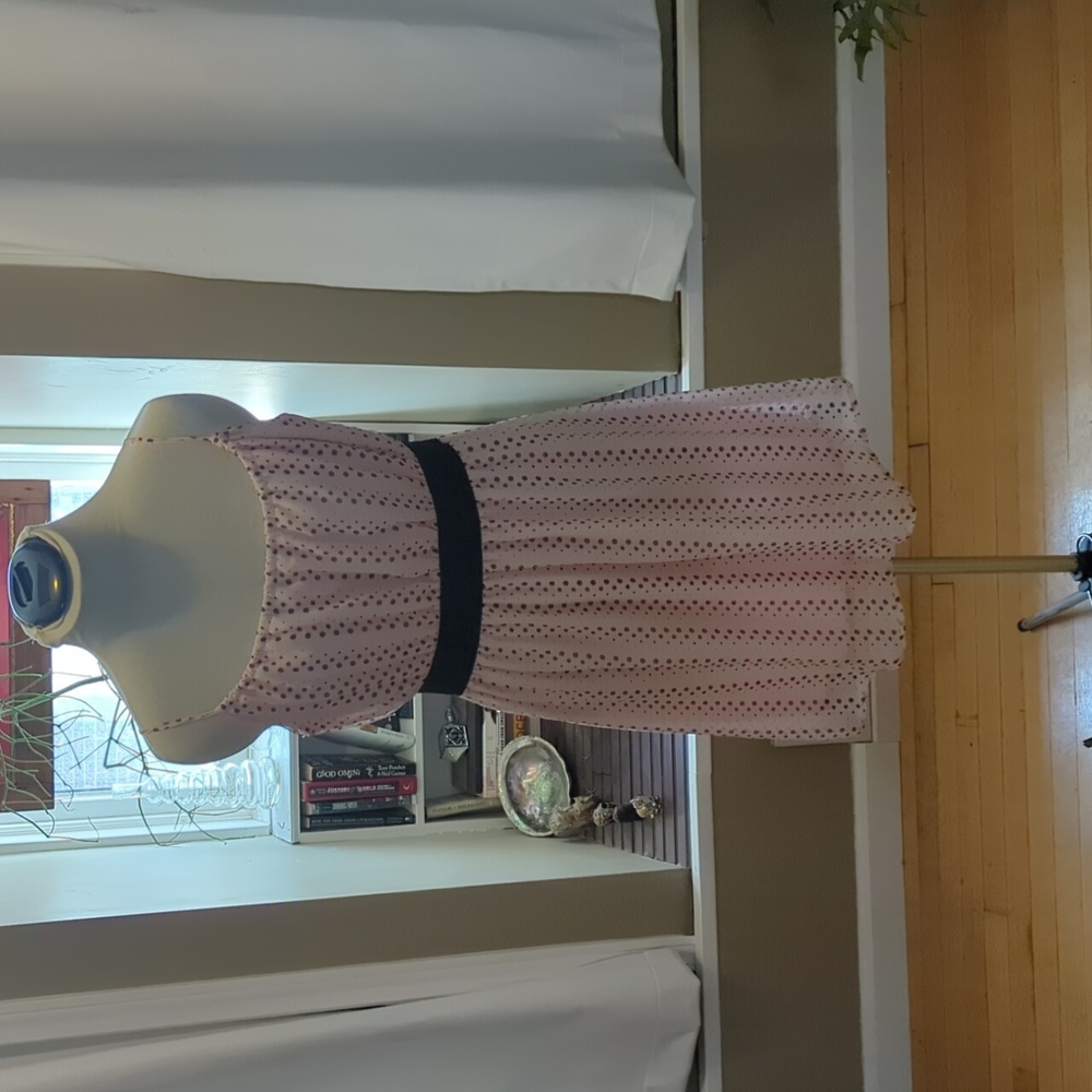 Beautiful Modcloth pink and black polka dot dress, size L